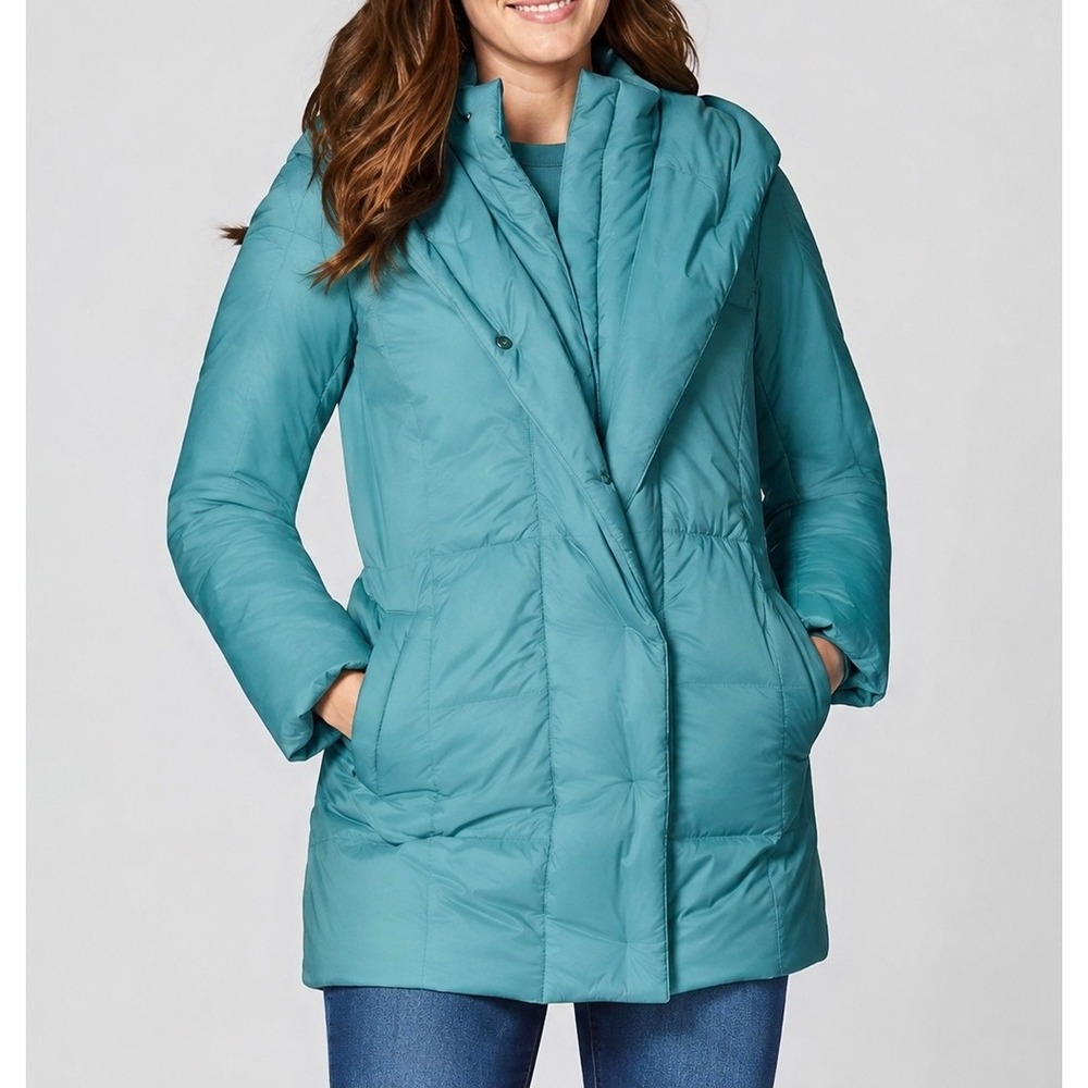J.Jill Down Jacket Emerson Puffer Hooded Teal Blue Small